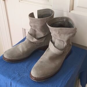 Frye Gray Suede Moto Boots